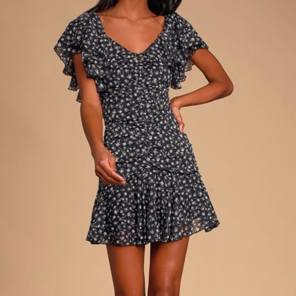 Precious Moment Black Floral Mini Dress